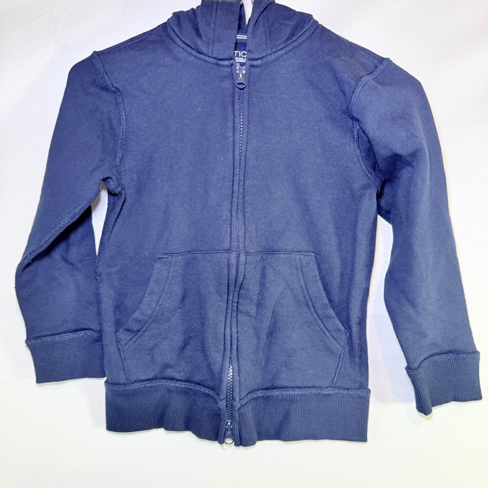 Nautica Boys Navy Blue School Uniform Zip Up Hoodie Sweatshirt Size L/G 6